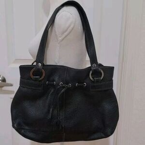 The Sak PINK LABEL Black Pebble Leather Shoulder Bag Purse Handbag Black